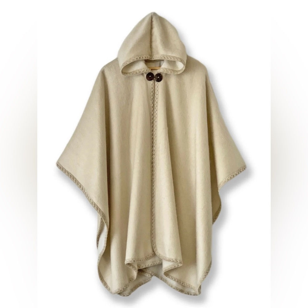 NWT - Alpaca Elegant Cream Hooded Poncho for Women